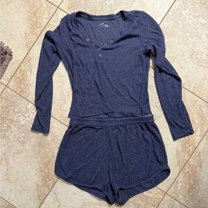 Aerie Blue Long Sleeve Pajama Set